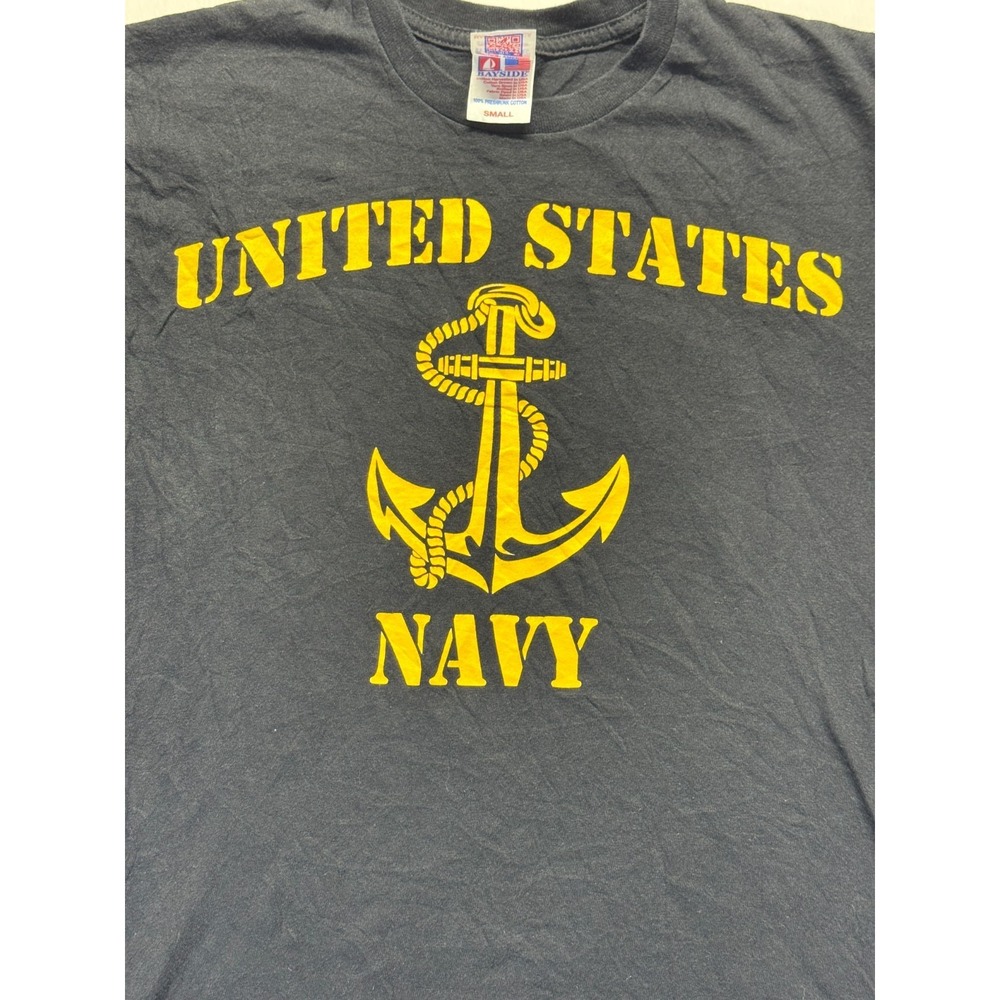 VTG Bayside The True American Made Tee Shirt Mens Small Black United States Navy - Picture 2 of 8